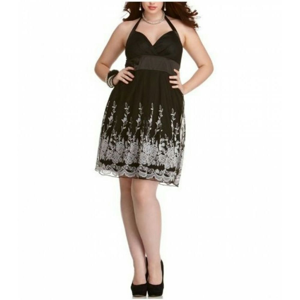 New! RUBY ROX Floral Soutache Plus Size Black White Dress Size 20